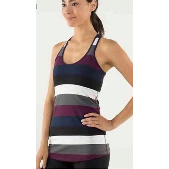 lululemon athletica Tops - Lululemon Cool Racerback Hyper Stripe Size 4
